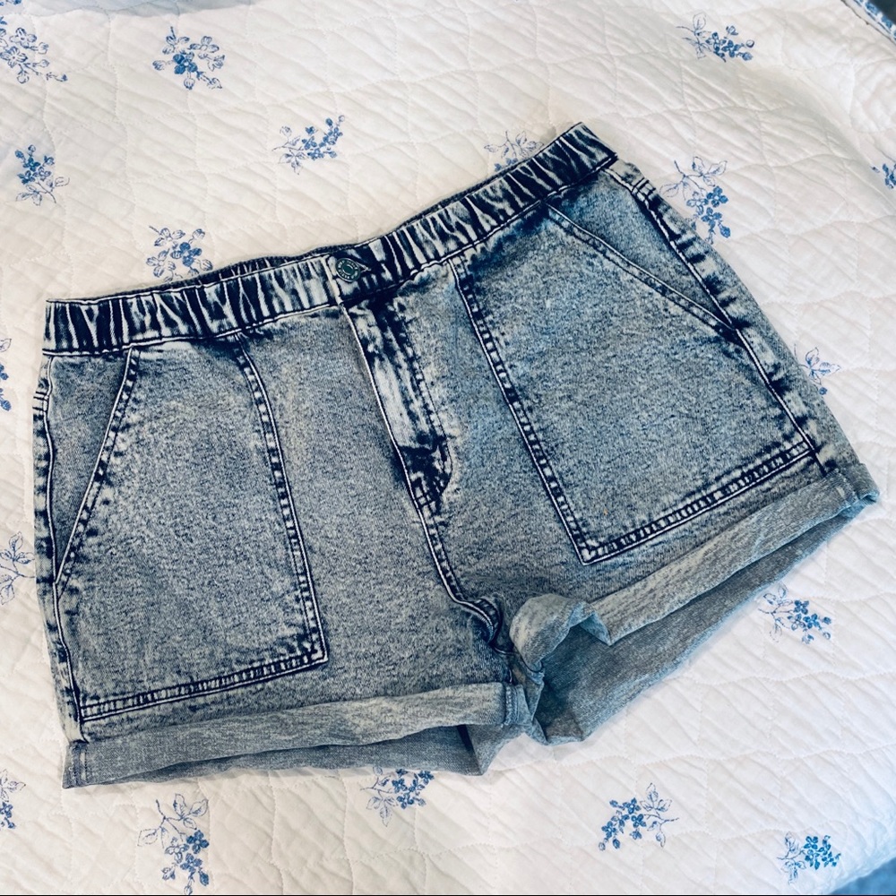 Acid Wash Denim Shorts